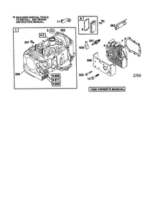 Cylinder Diagram and Parts List for 198707-0141  Briggs and Stratton Engine